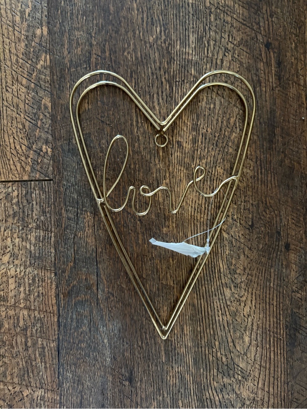 Gold Wire Heart Wall Hanging with "love" Script